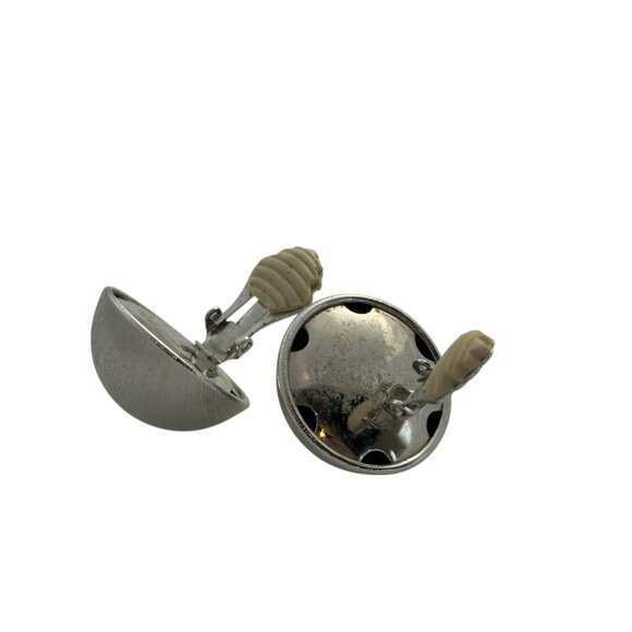 Vintage Sarah Coventry Clip On Earrings Silver Tone Button Dome Textured - Picture 6 of 9